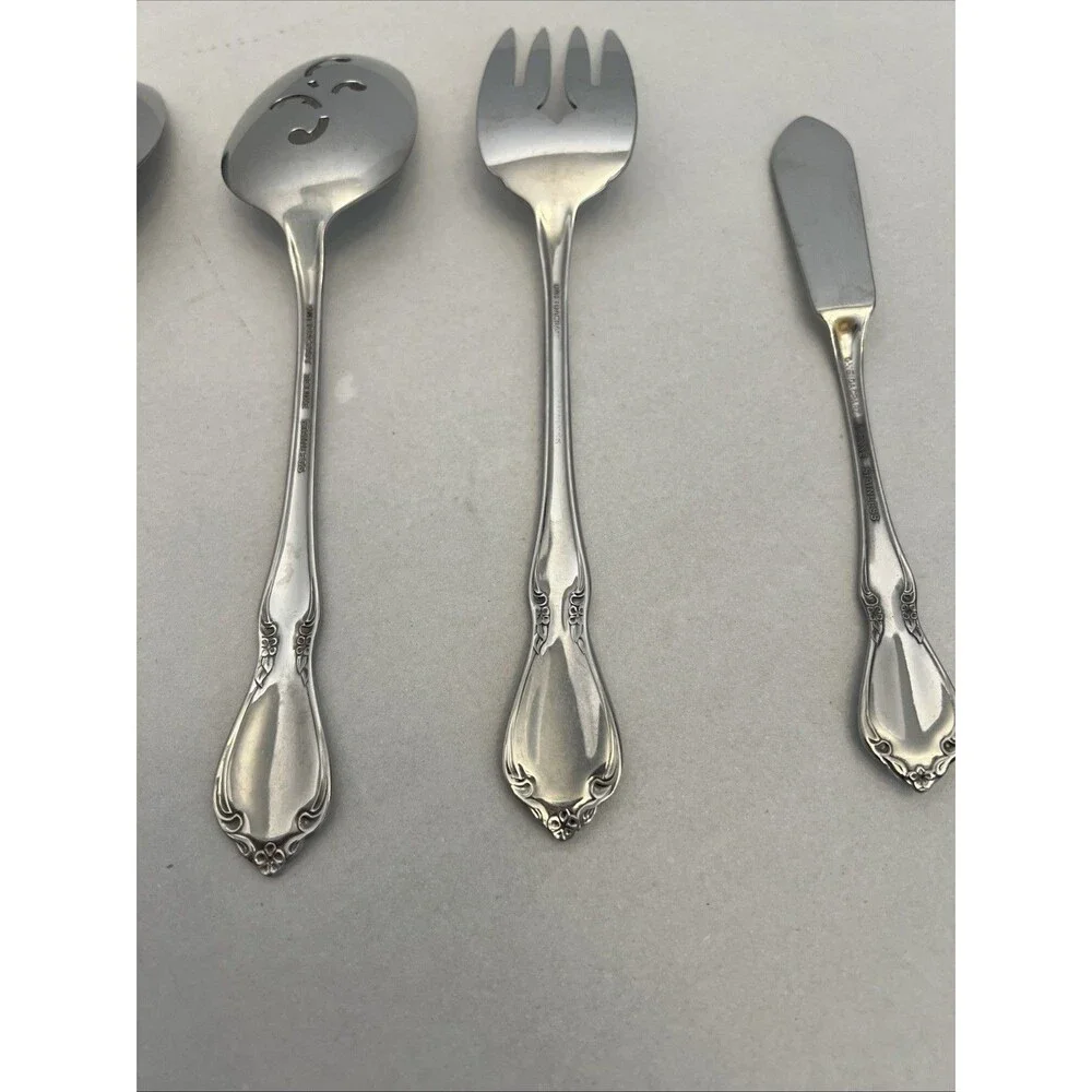 Oneida Chateau OneidaCraft Deluxe Stainless Fork Spoons Serving Set 5 PC